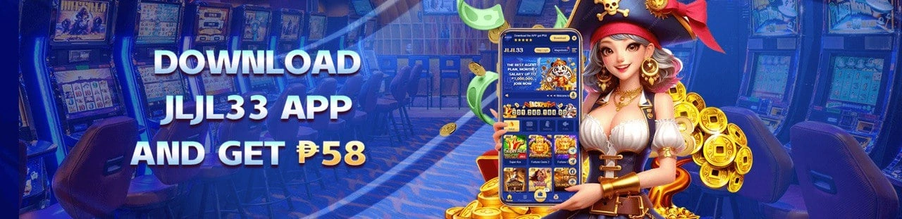 Mobile phone screen showing JLJL33 app download page with casino icons.